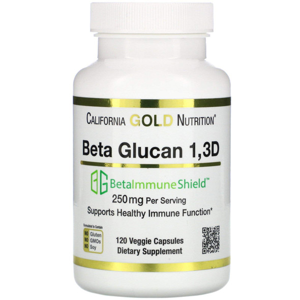 California Gold Nutrition Beta Glucan 1-3D with Beta-ImmuneShield, 125 mg, 120 Veggie Capsules