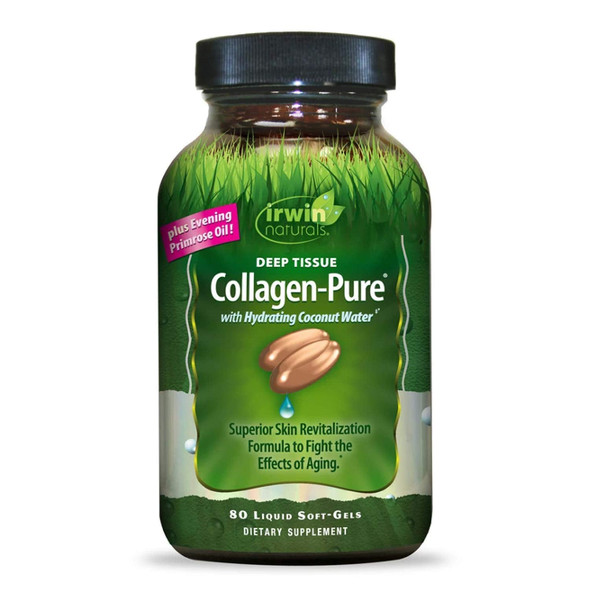 Irwin Naturals Deep Tissue Collagen-Pure with Coconut Water - Intensive Skin Nourishment - 80 Liquid Softgels