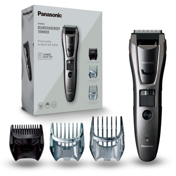 Panasonic ER-GB80 Wet and Dry Electric Beard, Hair and Body Trimmer for Men, 18 x 5.2 x 4.3 cm, Grey, 330 g, ER-GB80-H511, UK 2 Pin Plug