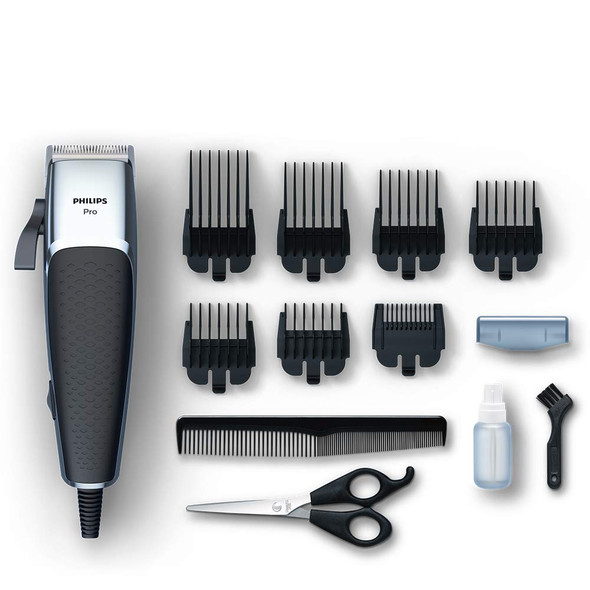 Philips Hair Clippers for Men, Series 5000 Professional Hair Clipper and Beard Trimmer with Length Adjustable Blades, Grades 0-4, Corded, UK 3-Pin Plug - HC5100/13