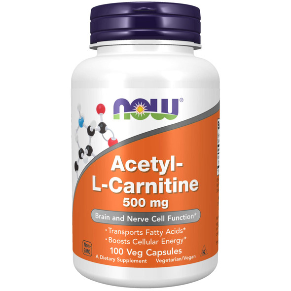 Now Foods Acetyl-L-Carnitine 500Mg (Soy Free, Non-GMO, Nut Free, Gluten Free, Dairy Free, Egg Free, Kosher) - 100 VCaps