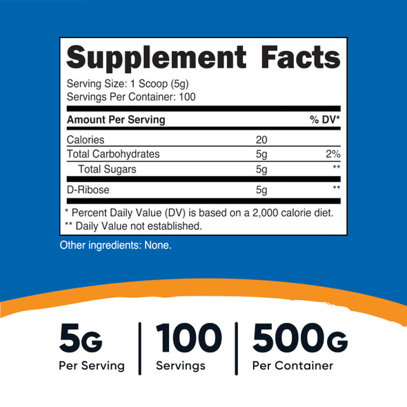 Nutricost D-Ribose Powder 500 Grams - (5000mg Per Serving)