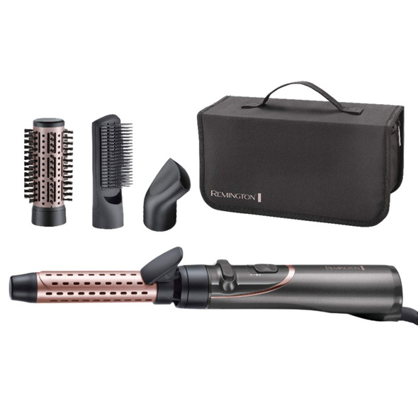 Remington Curl and Straight Confidence Rotating Hot Air Styler - Versatile Curling Iron, Soft Hair Dryer Brush, Paddle Hairbrush - AS8606