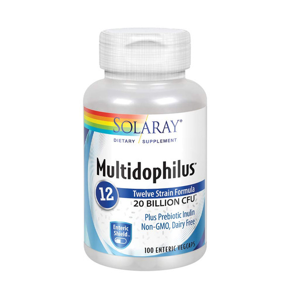 Solaray Multidophilus 12 Strain Probiotic | 20 Billion CFU | Healthy Gut Support | 50 Servings | 100 Enteric VegCaps