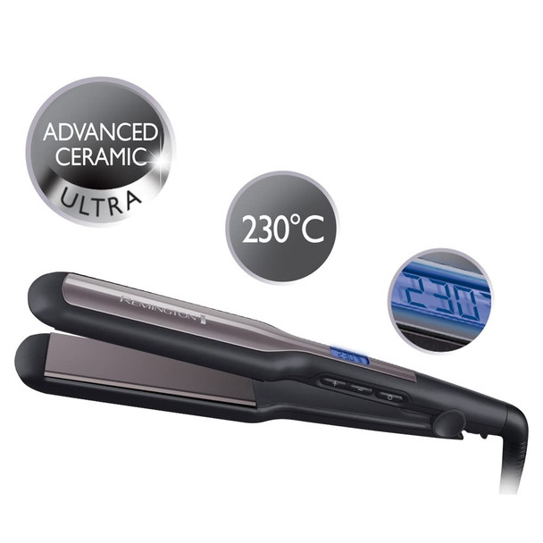 Remington Pro-Ceramic Extra Wide Plate Hair Straighteners for Longer Thicker Hair Digital Temperature Control - S5525