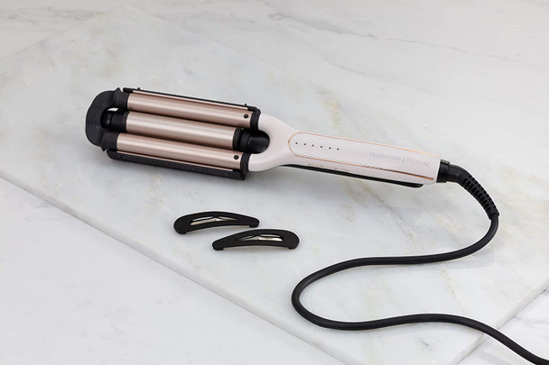 Remington Proluxe 4-in-1 Hair Waver - Deep Barrel Adjustable Hair Curler with 4 Different Style Choices and Pro+ Heathly Heat Setting - CI91AW