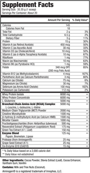 MEND Regenerate Post Workout Recovery Immune Support and Sports Nutrition Supplement for Men and Women  Natural Gluten Free and NonGMO  Cocoa Protein Powder 20 Servings