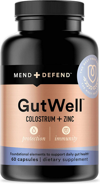 Mend  Defend  GutWell  60 Capsules  Colostrum  Zinc  Immunity and Gut Health  Adult Supplement