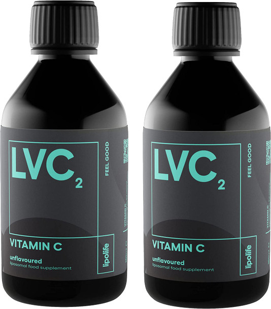 LVC2 liposomal Vitamin C 250ml  Phospholipids from Sunflower Lecithin. Made in The UK by liposomal Experts  lipolife Double Pack