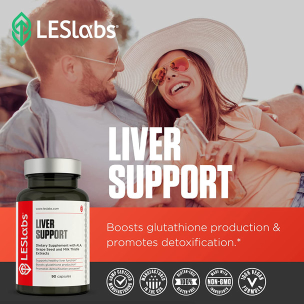 LES Labs Liver Support  Liver Cleanse Healthy Liver Function Glutathione Production  Detoxification  Milk Thistle LCysteine ALA  Dandelion  90 Capsules