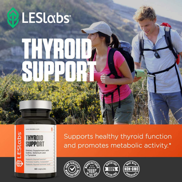 LES Labs Thyroid Support  Metabolic Health Thyroid Hormone Production Energy  Focus  Iodine LTyrosine Ashwagandha Selenium  Turmeric  60 Capsules