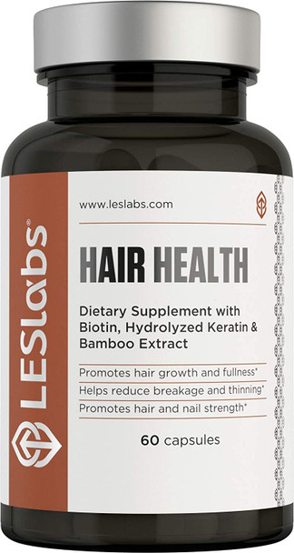 LES Labs Hair Health  Hair Growth Supplement Improved Thickness Strength  Fullness  Keratin Biotin Pumpkin Seed  MSM  60 Capsules