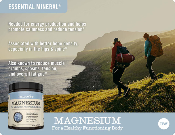 NatureWise Naturewise Magnesium Powder for Nerve  Energy Support from Magnesium Citrate 2 Month Supply 303.6 Gram