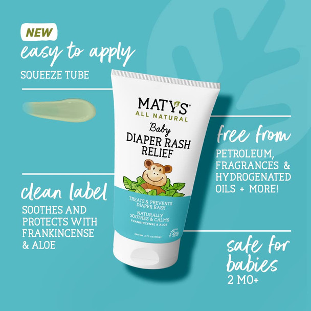 Matys Baby Diaper Rash Relief Ointment  Made With Organic Ingredients like Lavender Aloe and Zinc 3.75 Ounce 2 Pack