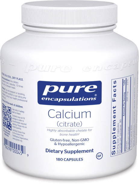 Pure Encapsulations Calcium (Citrate) | Supplement For Bones And Teeth, Colon Health, And Cardiovascular Support | 180 Capsules