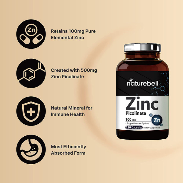 Double Strength Zinc 100Mg Zinc Picolinate Supplement 120 Capsules Zinc Vitamin And Immune Vitamins For Enzyme Function And Immune Support Nongmo And Made In Usa
