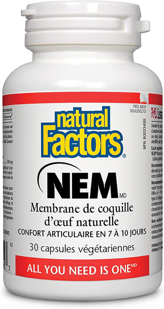 Natural Factors NEM Natural Eggshell Membrane Promotes Joint Comfort and Flexibility 30 Capsules