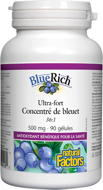 BlueRich by Natural Factors Super Strength Blueberry Concentrate Antioxidant Support for Overall Good Health 90 softgels 30 servings