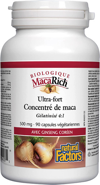 MacaRich by Natural Factors Super Strength Power Maca Superfruit Antioxidant Supplement with Ginseng 90 capsules 90 servings MacaRich by Natural Factors Super Strength Power Maca Superfruit Antioxidant Supplement with Ginseng 90 capsules 90 servings