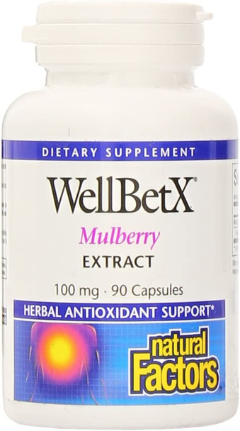 Natural Factors  WellBetX Mulberry Extract Herbal Antioxidant Support 90 Capsules