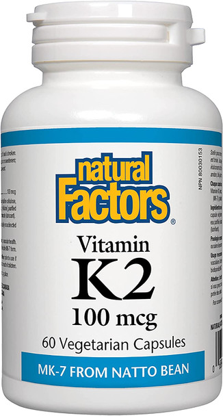 Natural Factors Vitamin K2 100 mcg Supports Bone and Vascular Health 60 capsules 60 servings