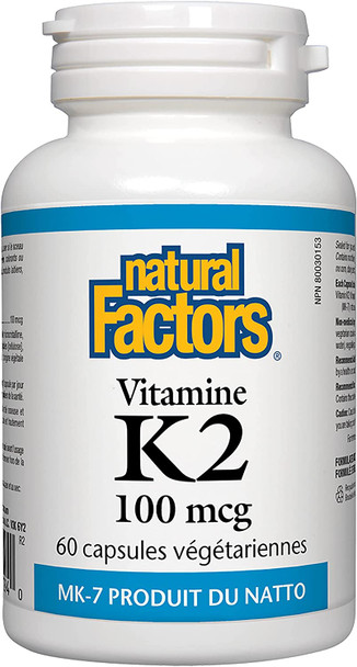 Natural Factors Vitamin K2 100 mcg Supports Bone and Vascular Health 60 capsules 60 servings
