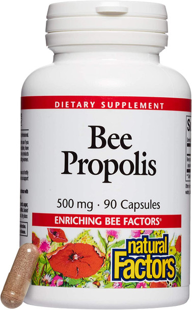 Natural Factors Bee Propolis Extract 500 mg Supports a Healthy Immune System 90 capsules 90 servings