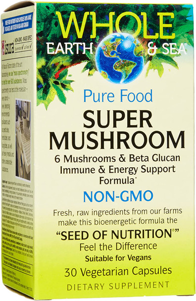 Whole Earth  Sea from Natural Factors Super Mushroom Whole Food Supplement Vegan 30 Vegetarian Capsules