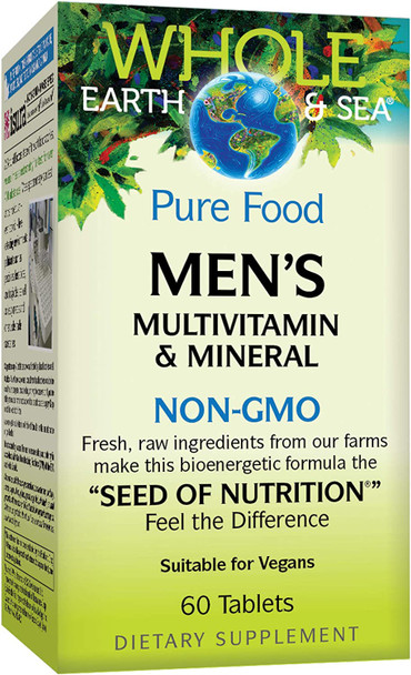 Whole Earth  Sea from Natural Factors Mens Multivitamin  Mineral Whole Food Supplement Vegan 60 Tablets 30 Servings