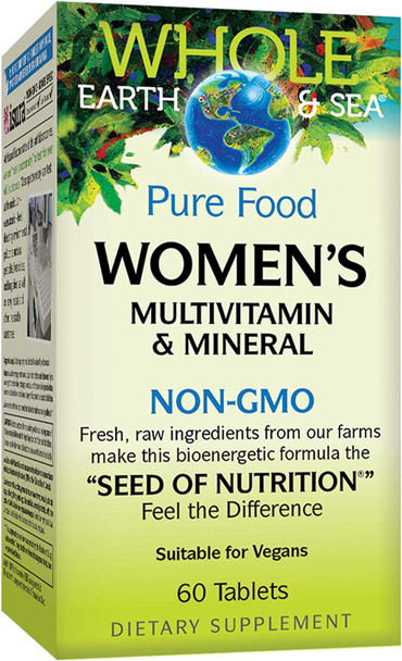 Whole Earth  Sea from Natural Factors Womens Multivitamin  Mineral Whole Food Supplement Vegan 60 tablets 30 servings