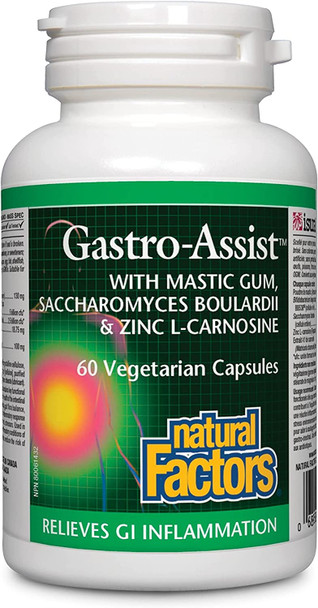 Natural Factors GastroAssist Help Relieve Indigestion Bloating and Constipation Digestive Supplement Vegan 60 Capsules 30 Servings