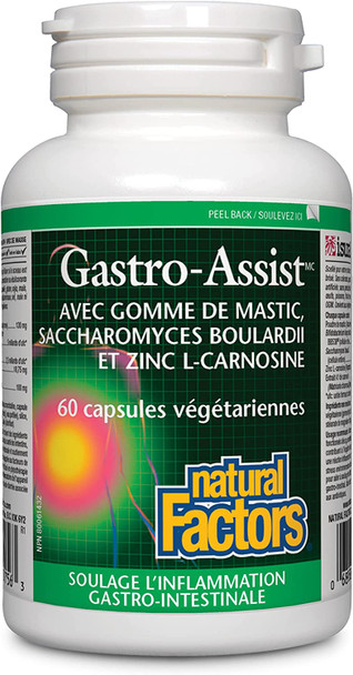 Natural Factors GastroAssist Help Relieve Indigestion Bloating and Constipation Digestive Supplement Vegan 60 Capsules 30 Servings