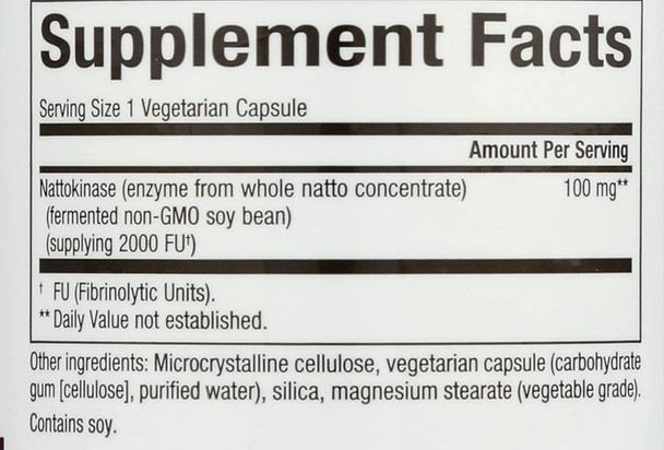 Natural Factors  Nattokinase 100mg Supports Circulatory Health 60 Vegetarian Capsules