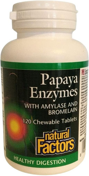 Natural Factors  Papaya Enzymes Promotes Healthy Digestion 120 Chewable Tablets