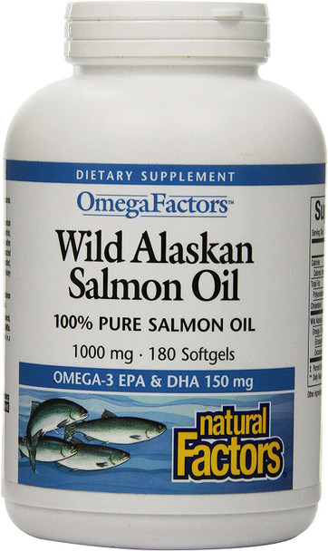 Natural Factors Wild Alaskan Salmon Oil Softgels 1000 mg 180 Count