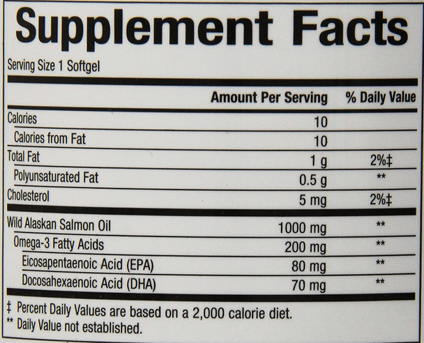 Natural Factors Wild Alaskan Salmon Oil Softgels 1000 mg 180 Count