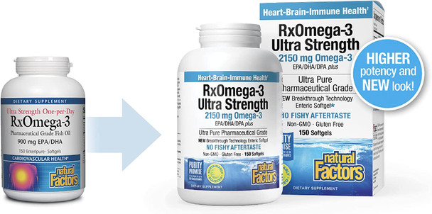 Natural Factors Ultra Strength RxOmega3 Fish Oil DHA and EPA 150 Softgels