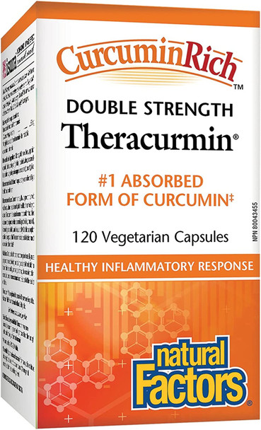 CurcuminRich Double Strength Theracurmin by Natural Factors Supports Natural Inflammatory Response Joint and Heart Function 120 Capsules