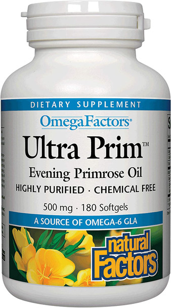 Omega Factors by Natural Factors Ultra Prim Evening Primrose Oil 500 mg 180 Softgels