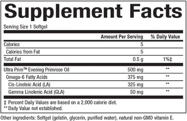 Omega Factors by Natural Factors Ultra Prim Evening Primrose Oil 500 mg 180 Softgels