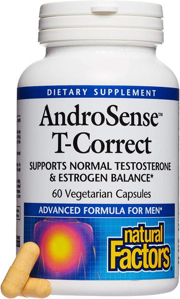 Natural Factors AndroSense TCorrect Supports Mens Hormonal Metabolism with Milk Thistle Turmeric and Lycopene 60 Capsules 30 Servings