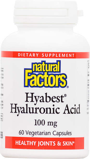 Natural Factors  Hyabest Hyaluronic Acid Supports Healthy Joints  Skin 60 Vegetarian Capsules