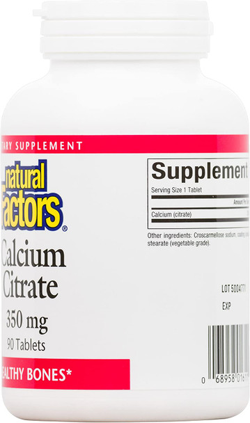 Natural Factors Calcium Citrate Helps Maintain Strong Bones and Teeth 90 tablets 90 servings