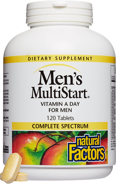 Natural Factors Mens MultiStart Daily Multivitamin Nutritional Support for Immune Health and Energy 120 tablets 60 servings