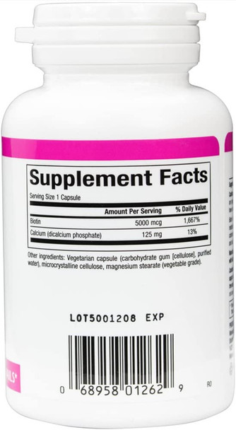 Natural Factors  Biotin 5000mcg Promotes Healthy Hair  Nails 60 Vegetarian Capsules
