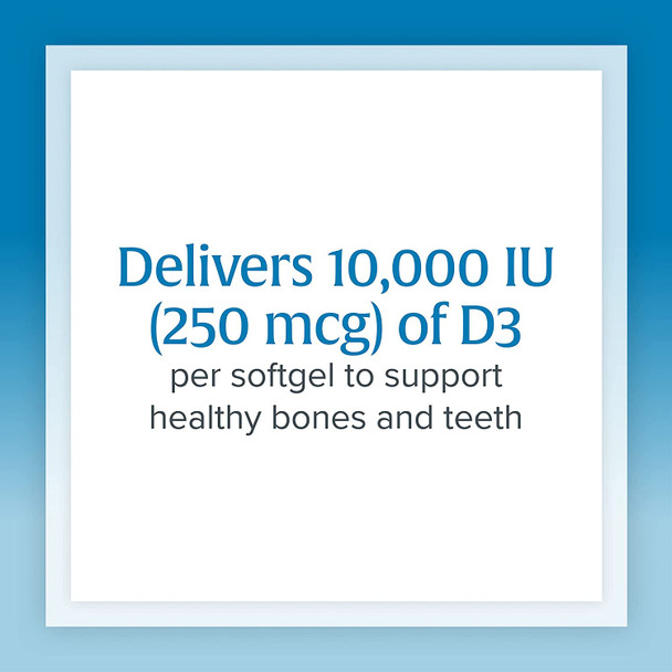 Natural Factors Vitamin D3 10000 IU 250 mcg Supports Strong Bones Muscles and Immune Function 120 Softgels