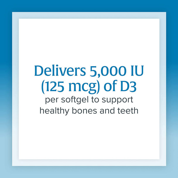 Natural Factors Vitamin D3 5000 IU 125 mcg Supports Strong Bones Muscles and Immune Function 240 Softgels