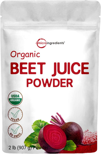 Organic Beet Root Powder 2 Pounds Cold Pressed and Water Soluble Beet Juice PreWorkout Concentrated Powder Contains Natural Nitrates Acid for Energy  Immune System Support NonGMO