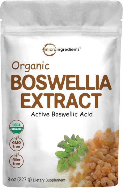 Organic Boswellia Serrata Extract Powder 8 Ounce Pure Boswellia Supplement with 65 Boswellic Acid Supports Joints Knees and Bones Health NonGMO Pet Friendly India Origin