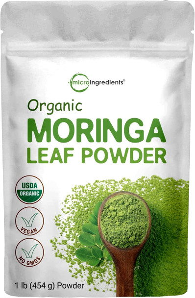Moringa Powder Organic Moringa Oleifera Leaf Powder 1 Pounds Rich in Antioxidants and Immune Vitamin Great Superfoods for Moringa Tea Moringa Drink Moringa Powder for Hair India Grown